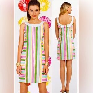 Lilly Pulitzer Darcy Multi Spicy Stripe Print Shift Dress Preppy Retro Size 8